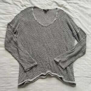 Helmut Lang Grey and white open knit sweater Size small